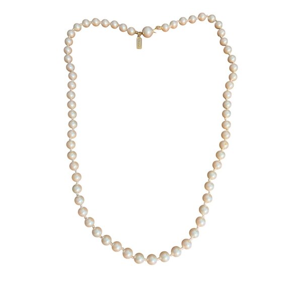 Vintage Marvella Faux Pearl Necklace Knotted Between Gold Tone Estate 18" - Picture 1 of 4